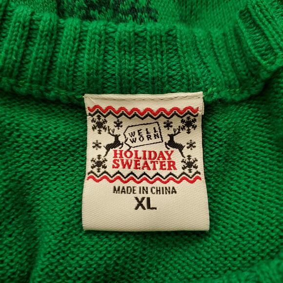 Holiday Sweater Women's XL Green Gingerbread Man Ugly Sweater‎ Pre-Owned - Picture 4 of 5